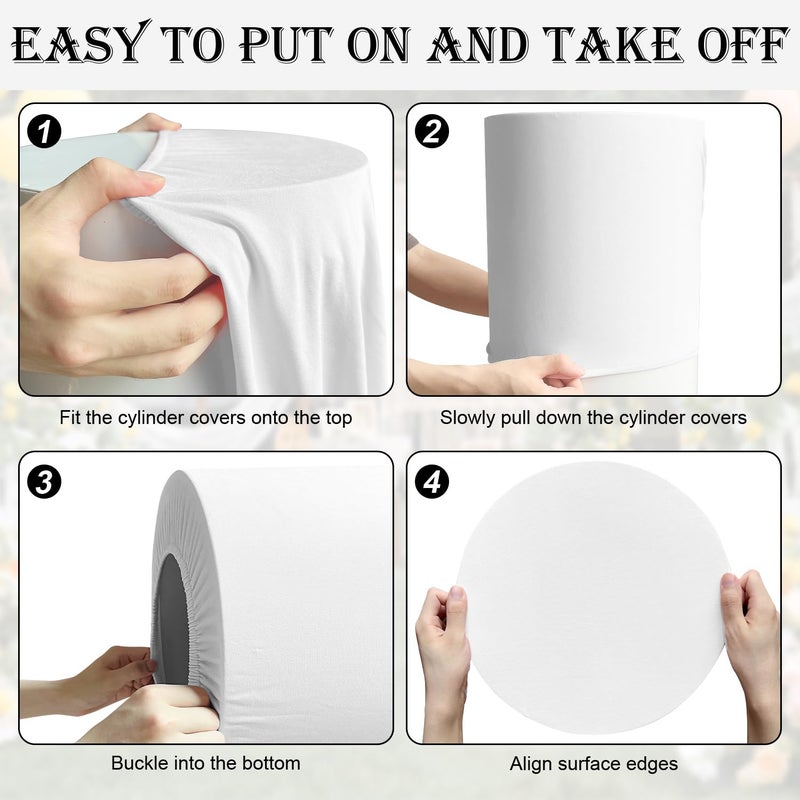 SaitiMade Set of 5 - White Cylinder Pedestal Stand Covers  Flexible Cylinder Stand Covers for Party  Wedding or Birthday Event Decor - Only Contains Cylinder Covers - Image 5